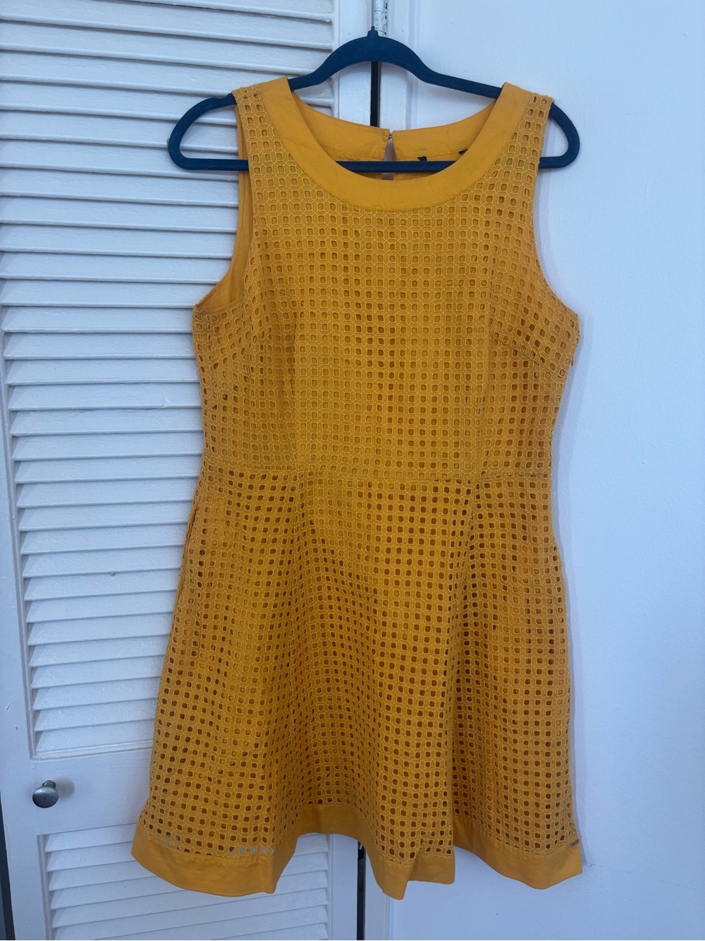 Tommy Hilfiger Mustard Yellow Eyelet Mini Dress